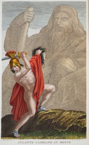 Atlante trasformato in montagna, Libro IV, illustrazione dalle Metamorfosi di Ovidio, Firenze, 1832 da Luigi Ademollo